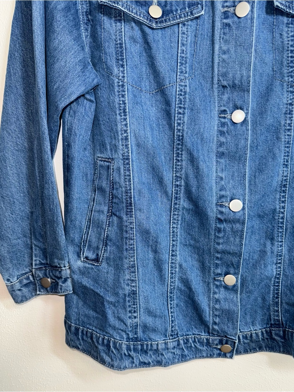 Allegra K Oversized Denim Jacket Medium Wash Button Jean NWT New Medium Women’s - Picture 4 of 10